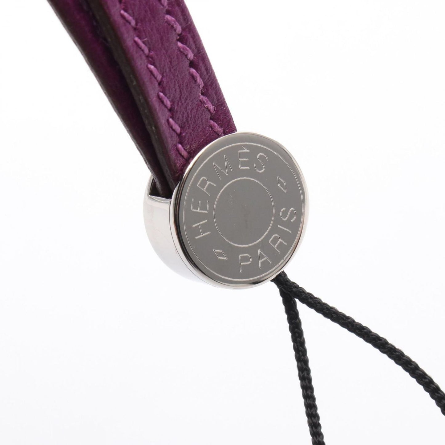 HERMES Serre Anemone Leather Keychain - Exquisite Purple Charm