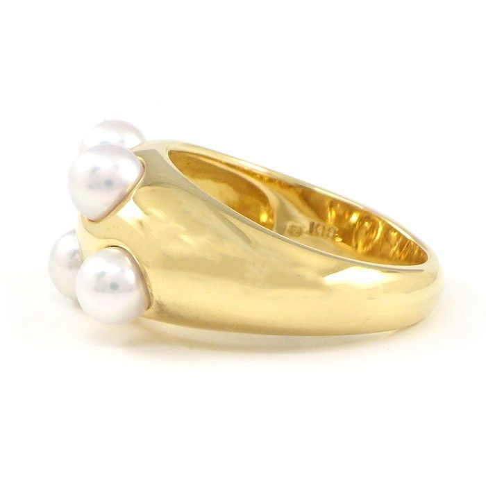 MIKIMOTO 5-Point Pearl Ring in K18 Yellow Gold - Size 8