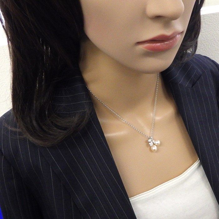 MIKIMOTO Cherry Blossom Pearl Necklace in K18 White Gold