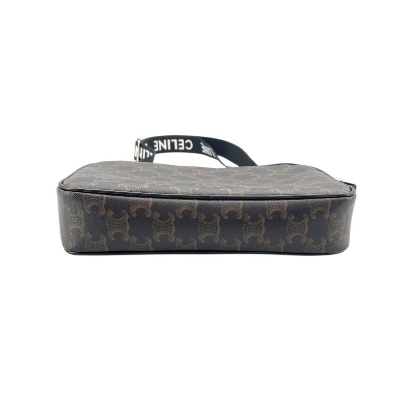 CELINE Triomphe Medium Messenger Bag in Black Canvas