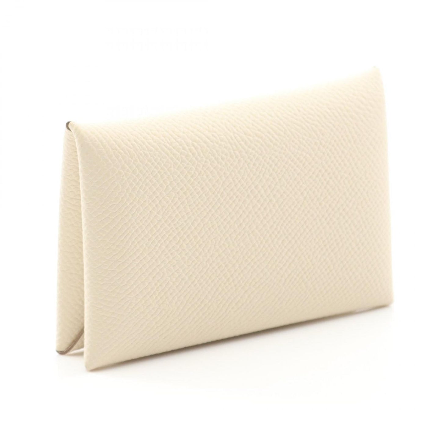HERMES Calvi Coin Case in Pristine White - Unused Luxury Accessory
