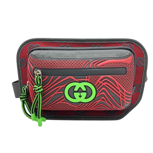 GUCCI GG Nylon Belt Bag - Gray/Red - Exclusive Luxury Accessory