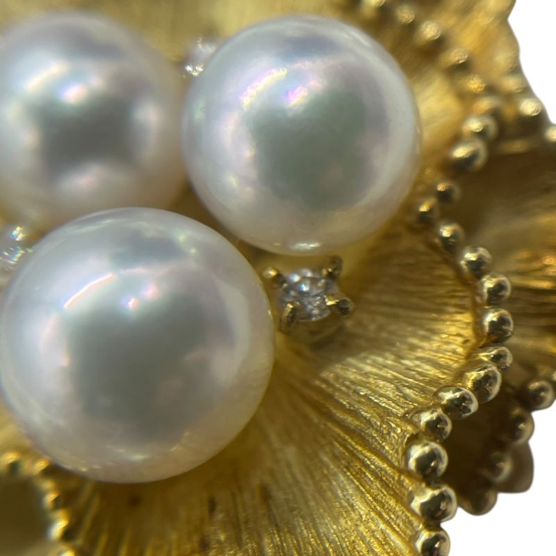 Exquisite K14 Gold Pearl Necklace with Diamond Accents