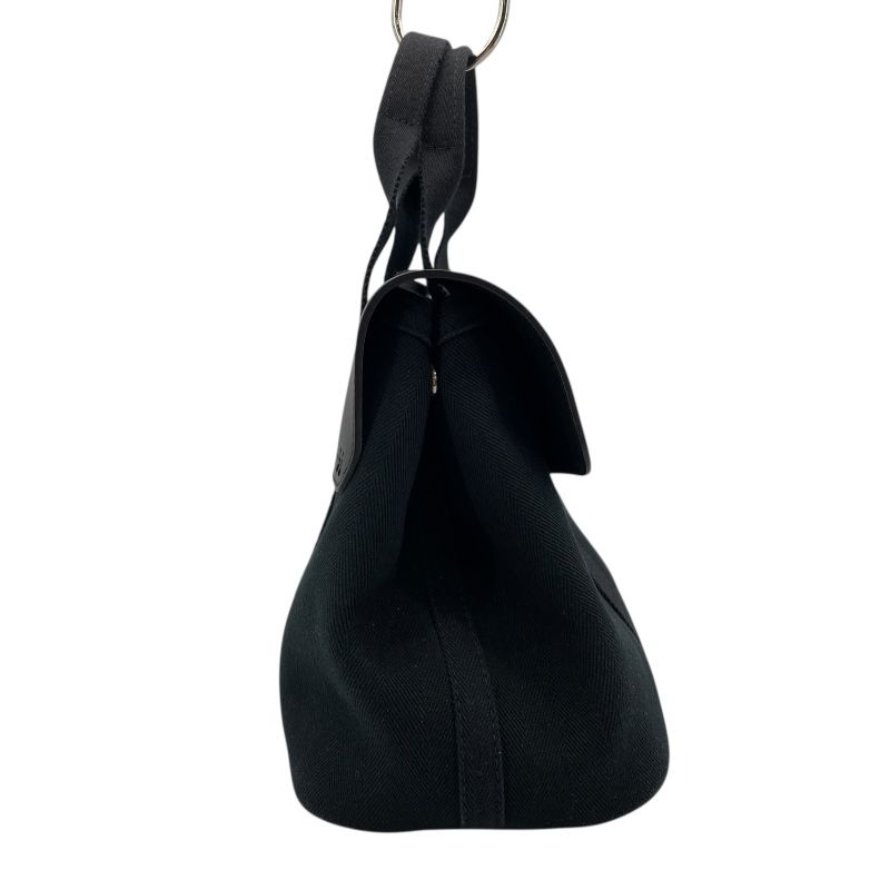 HERMES Valparaiso PM Black Handbag with Silver Hardware