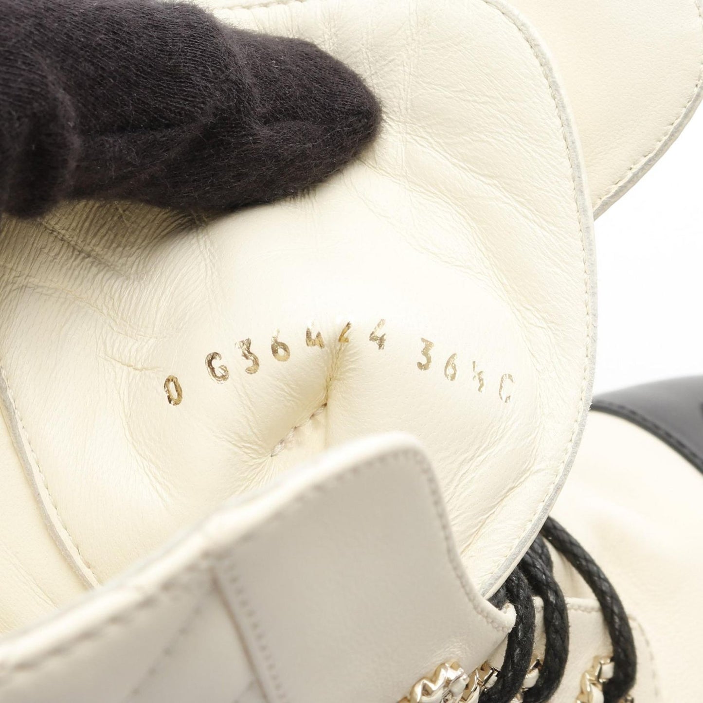 CHANEL Matelassé Leather Short Boots in White & Black - Size 36.5C