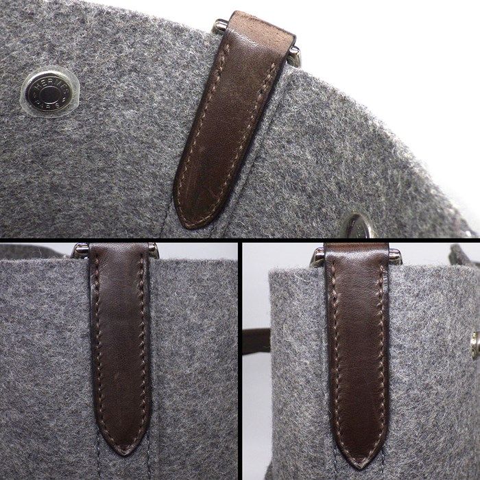HERMES Sac de Pansage Gloom2 Tote Bag - Exquisite Gray Wool & Leather