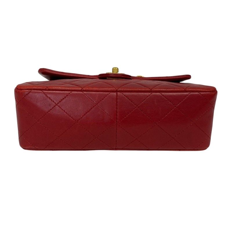 CHANEL Matelassé Chain Shoulder Bag in Red with Gold Hardware