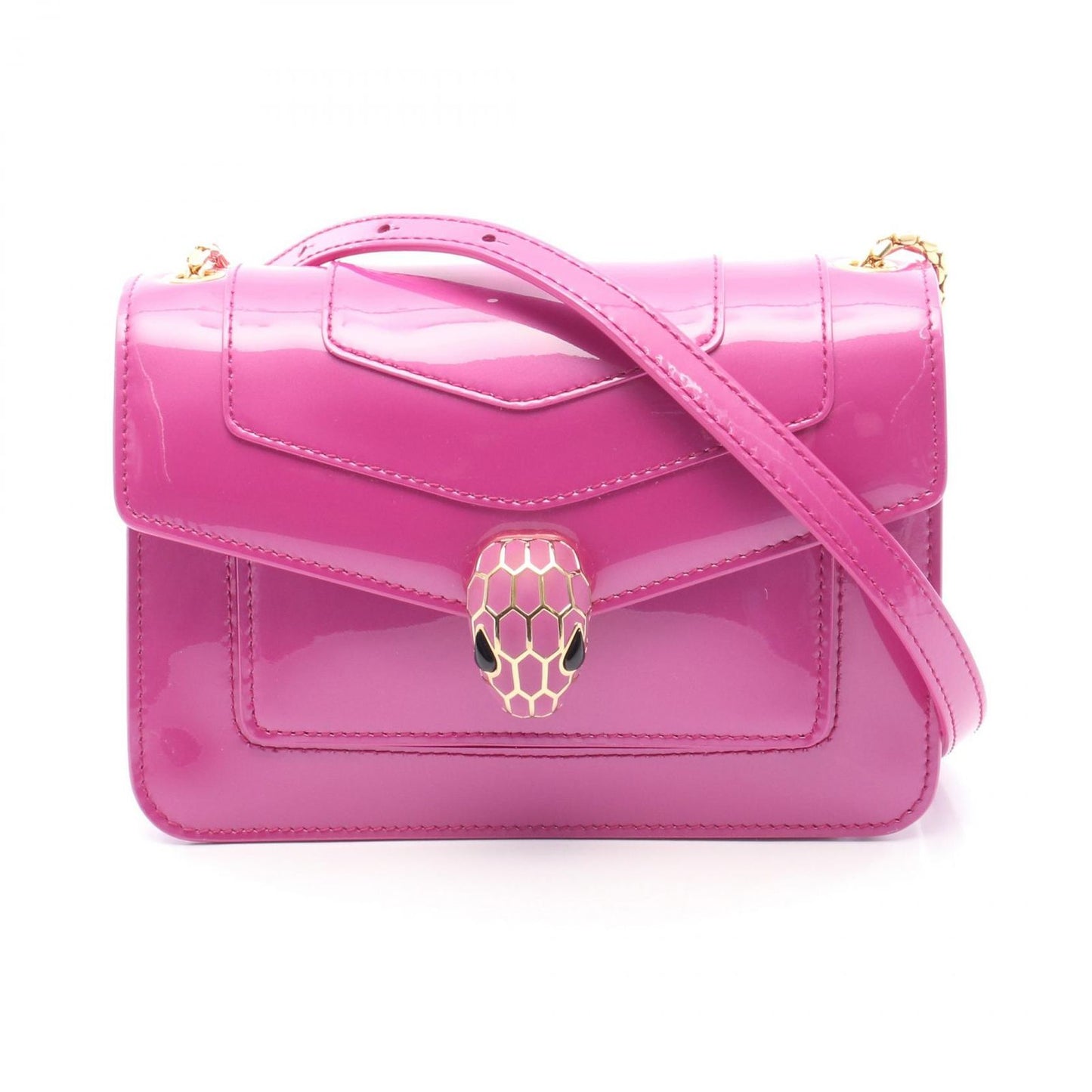 BVLGARI Serpenti Forever Pink Purple Patent Leather Shoulder Bag