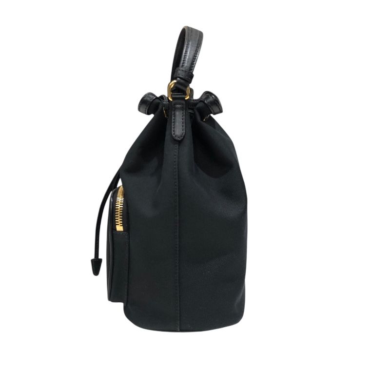 PRADA Duet Bucket Bag 1BH038 in Black Nylon Jacquard