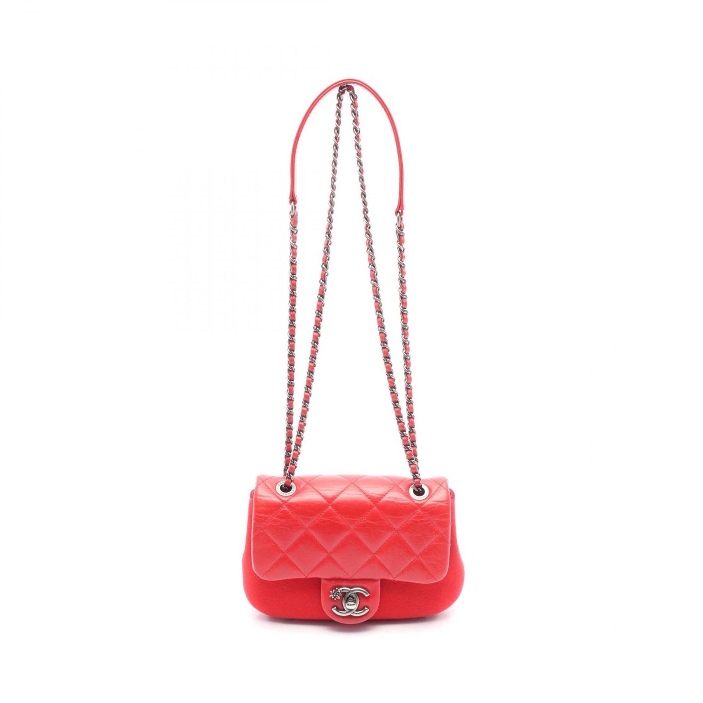 CHANEL Matelassé Mini Shoulder Bag in Red Leather