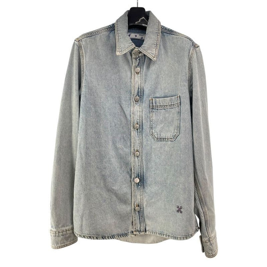 OFF-WHITE Indigo Printed Denim Jacket for Men - Exclusive Style
