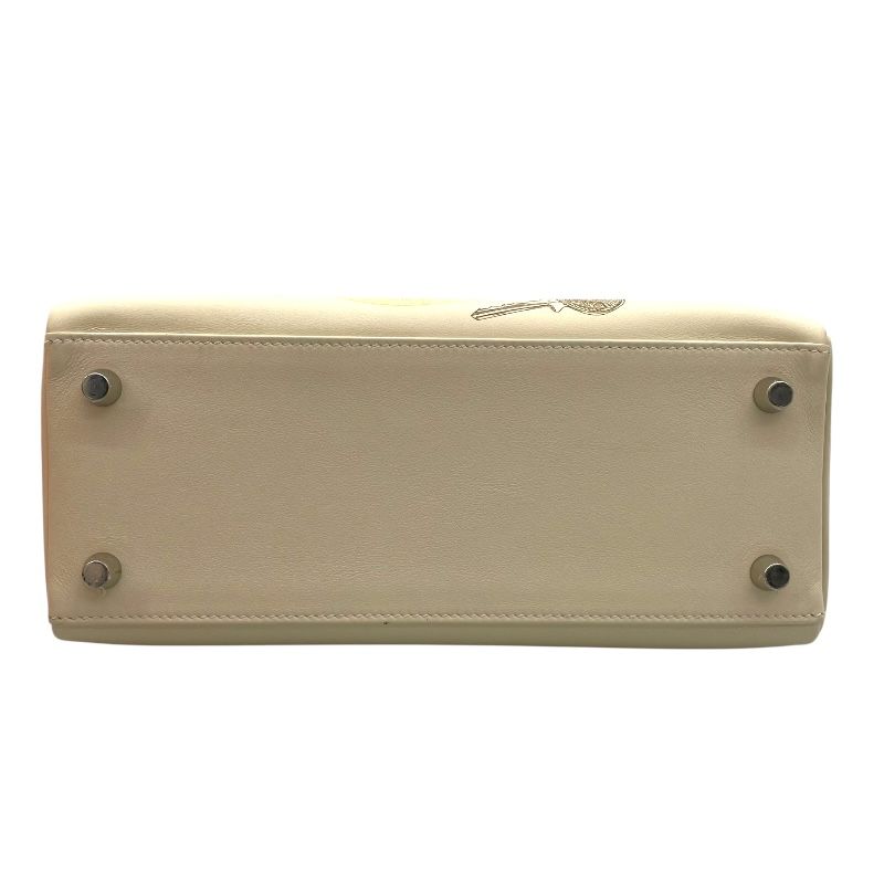 HERMES Kelly 25 In & Out Handbag - Swift Leather, Nat, Silver Hardware