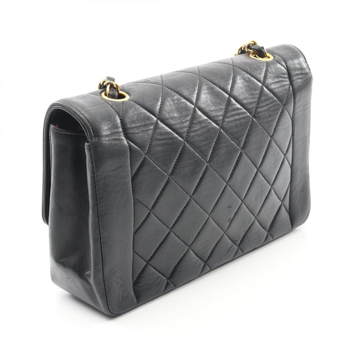 CHANEL Matelassé Diana Flap Shoulder Bag in Black Lambskin