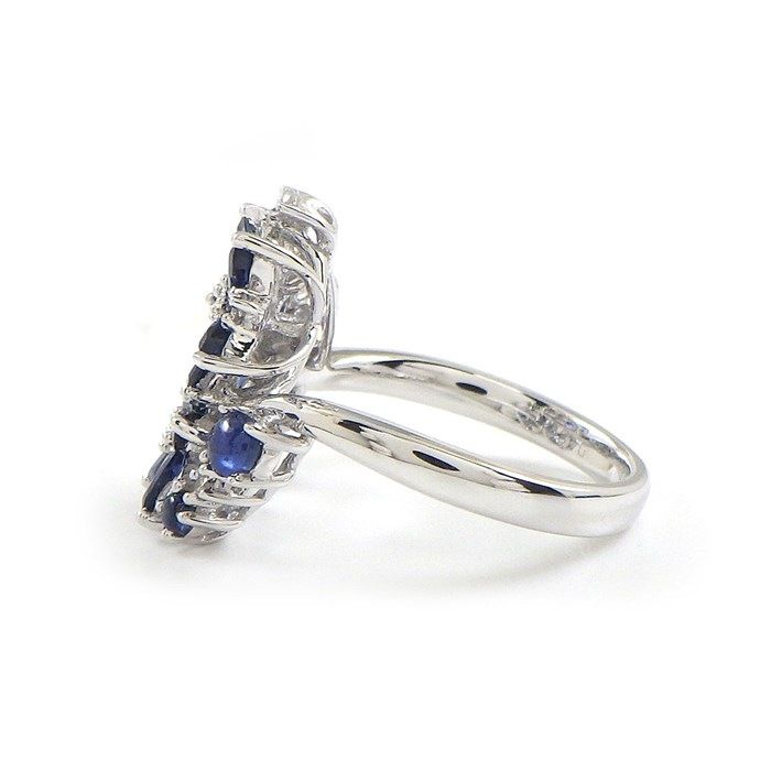 Exquisite Sapphire & Diamond Floral Motif Ring in K18 White Gold