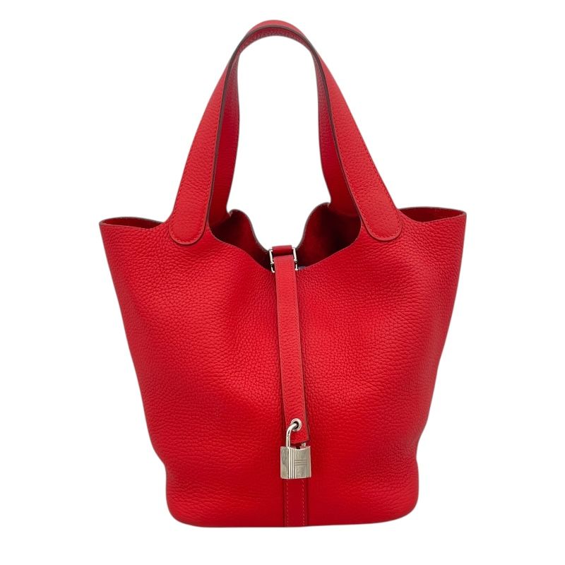 HERMES Picotin Lock MM Bougainvillea Handbag with Silver Hardware