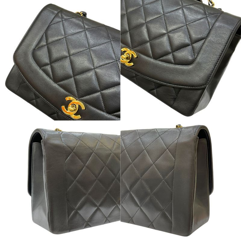 CHANEL Diana 25 Chain Shoulder Bag in Black Lambskin