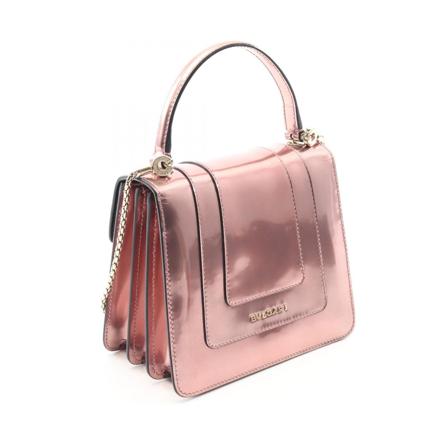 BVLGARI Serpenti Forever Metallic Pink Leather Handbag