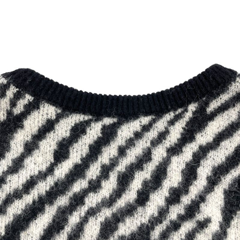 CELINE Zebra Knit Sweater - Black Wool, XS - Exquisite Craftsmanship