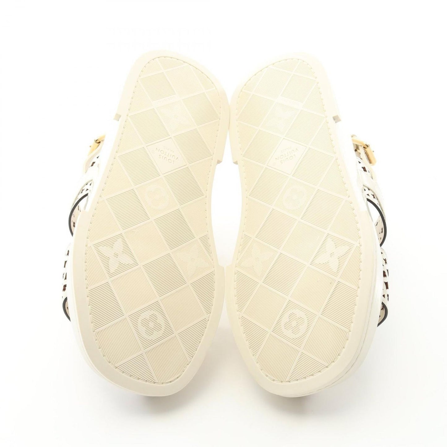 Louis Vuitton Maya Sandals in Ecru Patent Leather - Unworn Luxury