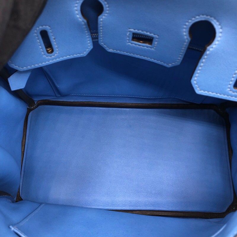 HERMES Birkin 25 T刻 Blue Paradise Swift Handbag