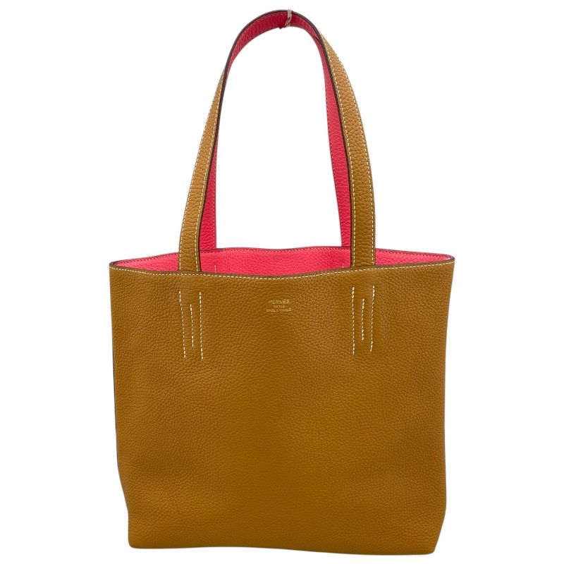 HERMES Double Sens 28 Tote Bag in Sesame/Rose Azalee
