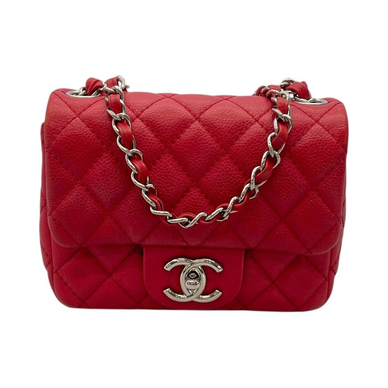 CHANEL Mini Matelassé 17 Red Caviar Skin Shoulder Bag