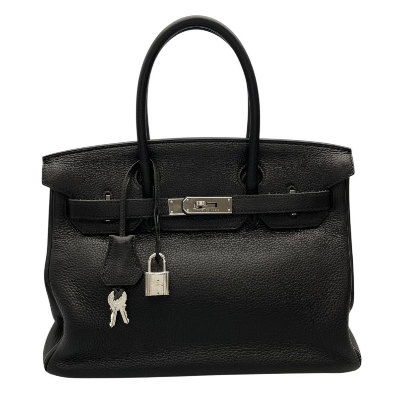 HERMES Birkin 30 Black Togo Leather Handbag with Silver Hardware