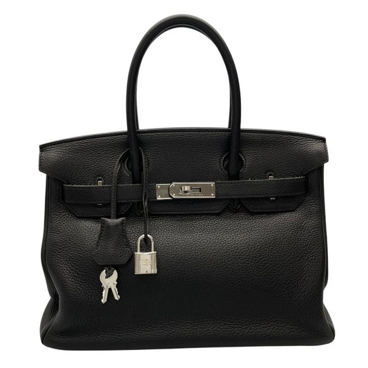 HERMES Birkin 30 Black Togo Leather Handbag with Silver Hardware