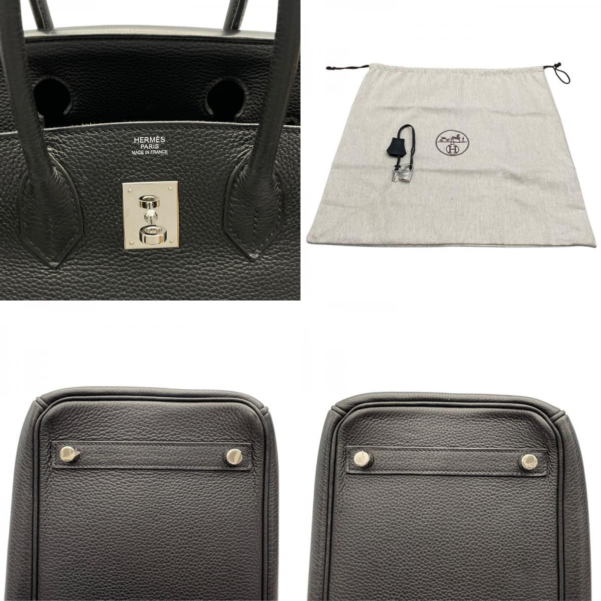 HERMES Birkin 30 Black Togo Leather Handbag with Silver Hardware