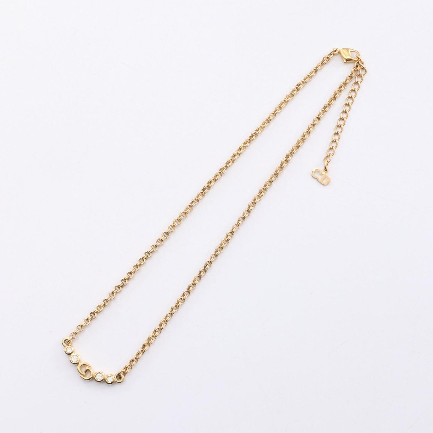 Dior CD Logo Necklace in Gold Plated with Rhinestones - Exquisite Elegance