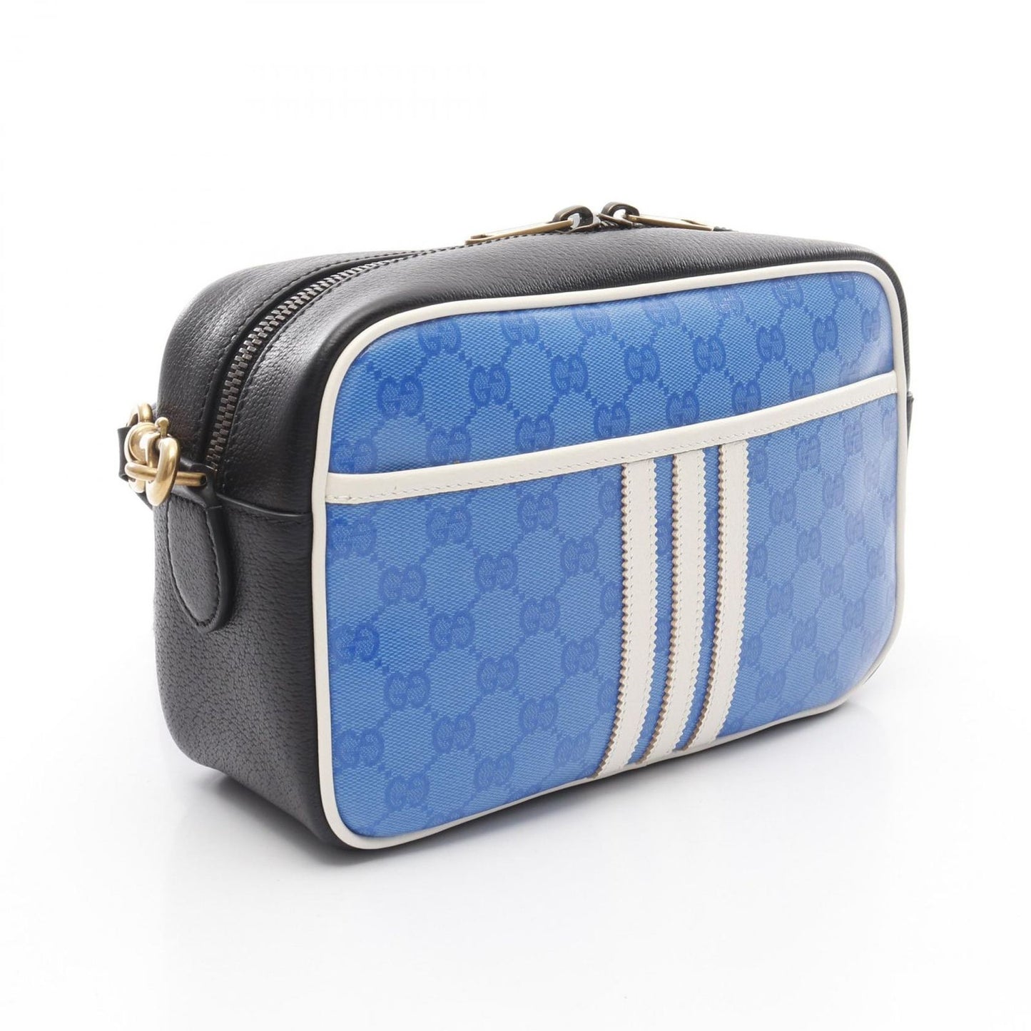 GUCCI x adidas GG Crystal Shoulder Bag - Blue/Black PVC Canvas