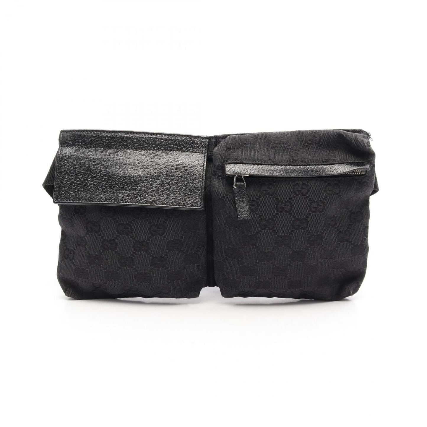 GUCCI Canvas & Leather Waist Bag - Timeless Black Elegance