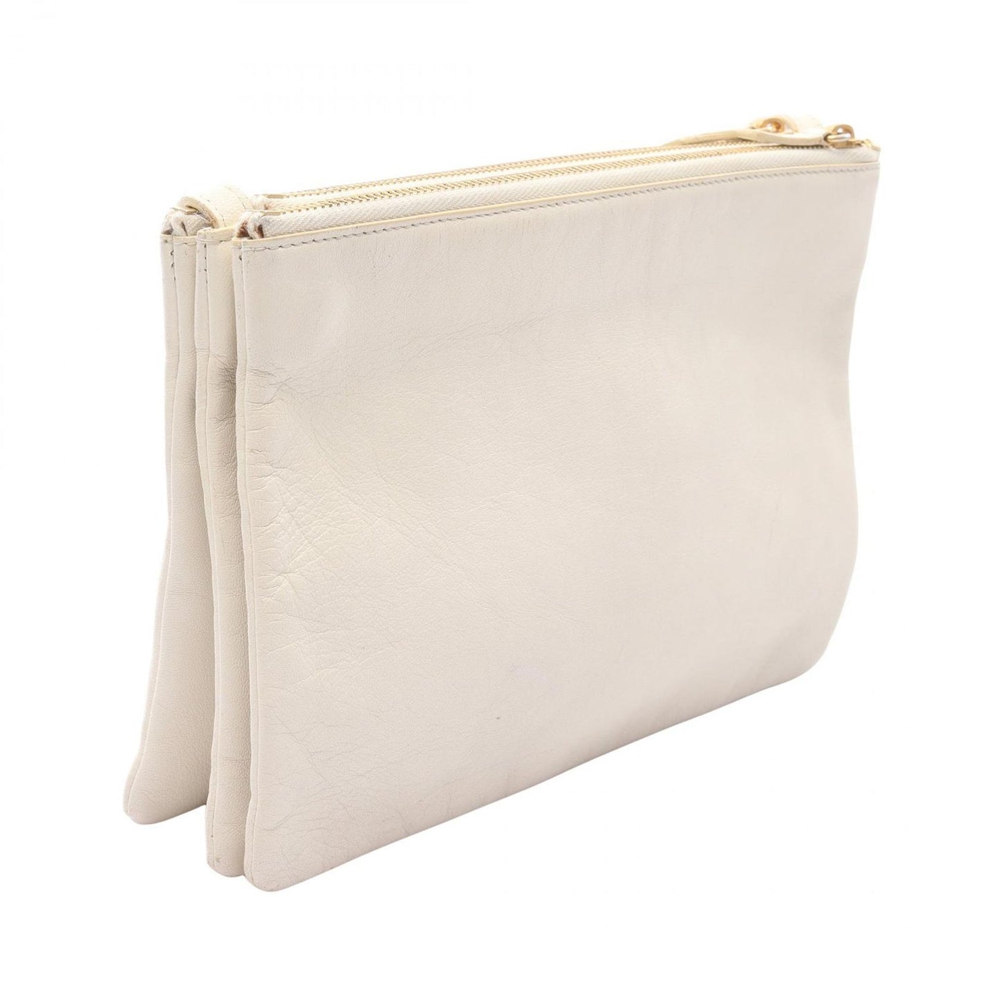 CELINE Trio Large Shoulder Bag in Ivory Leather - Timeless Elegance