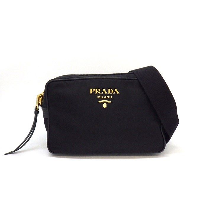 PRADA Black Nylon & Saffiano Leather Shoulder Bag 1BH089