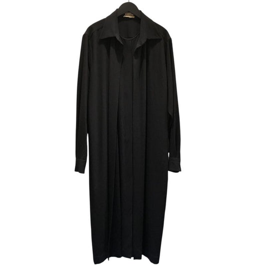 HERMES Layered Shirt Dress in Black Wool - Size 40
