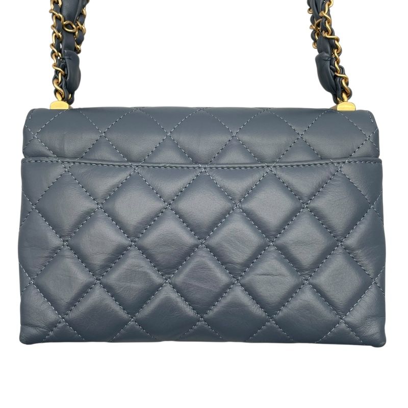 CHANEL Matelassé Small Flap Bag in Blue with Gold Hardware