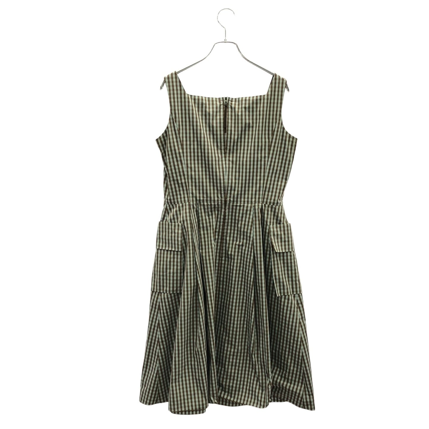 FOXEY NEW YORK Brown Gingham Check Sleeveless Dress - Size 42