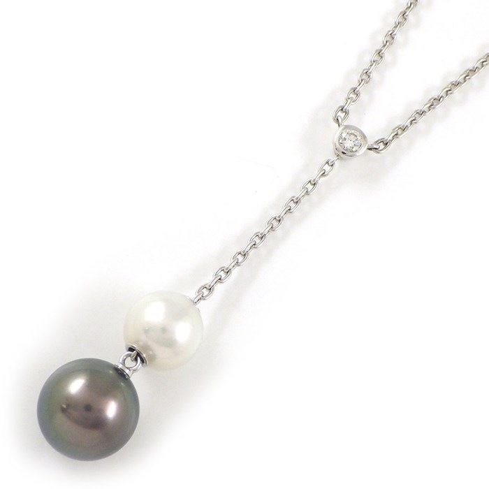 MIKIMOTO Y-Shape Pearl Necklace in K18 White Gold - Exquisite Craftsmanship