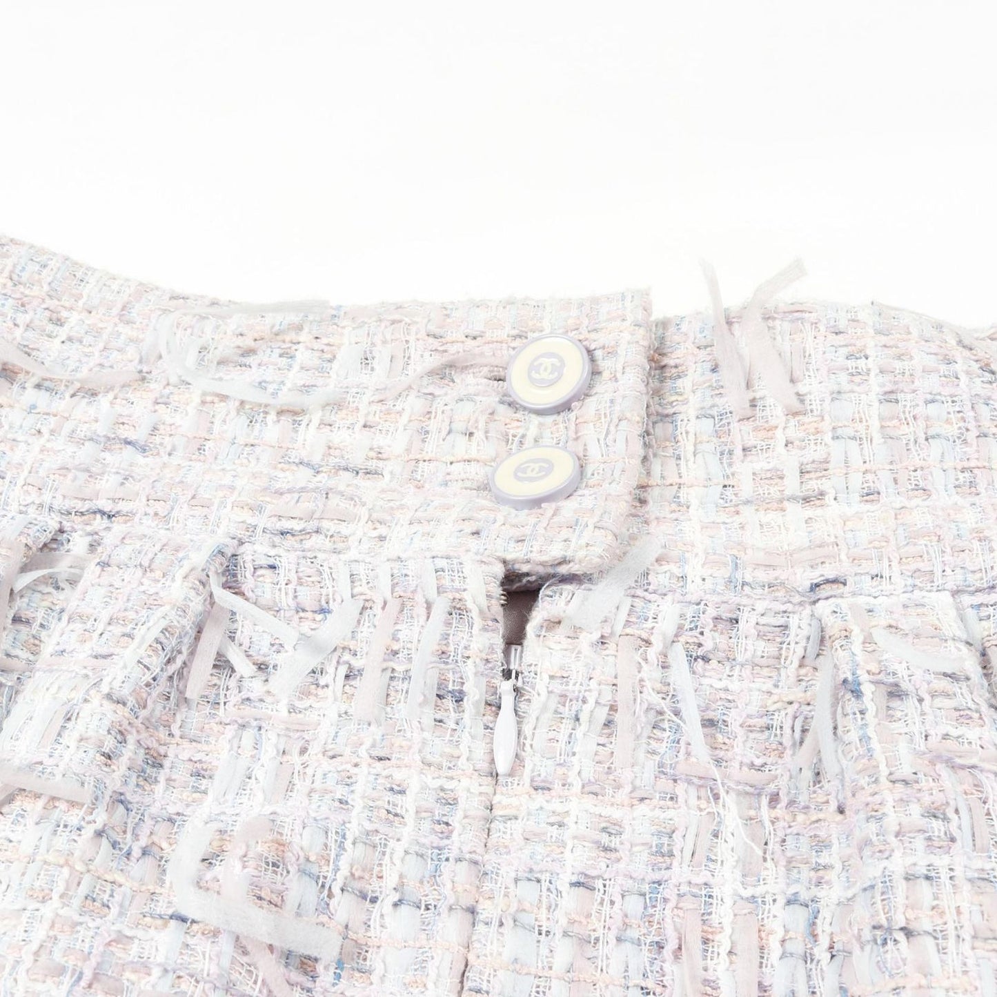 CHANEL Coco Mark Button Fabric Skirt - Elegant Purple Design