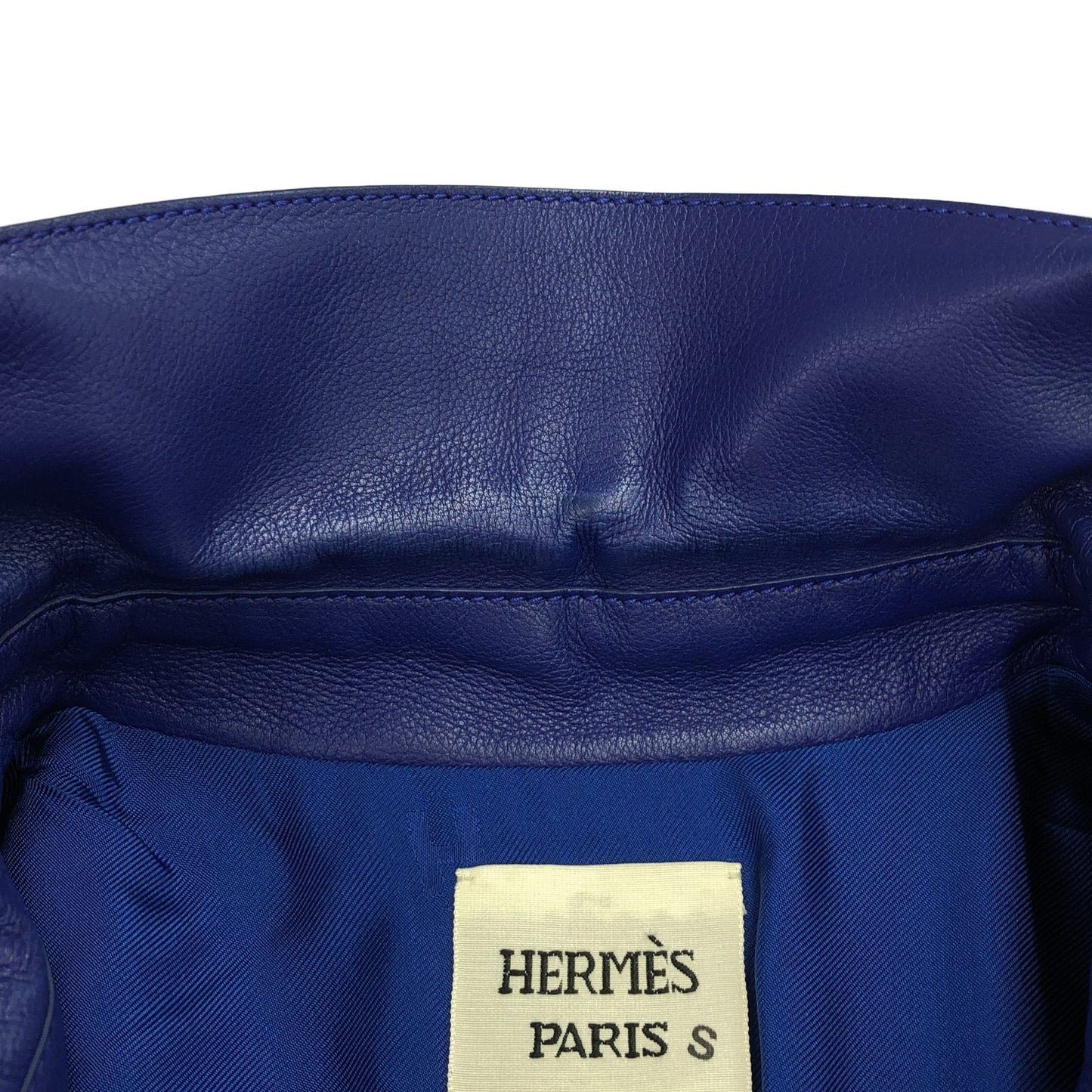 HERMES Blue Calf Leather Coat - Timeless Elegance