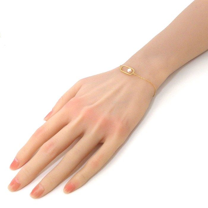 Elegant K18YG Oval Link Pearl Bracelet - Timeless Luxury