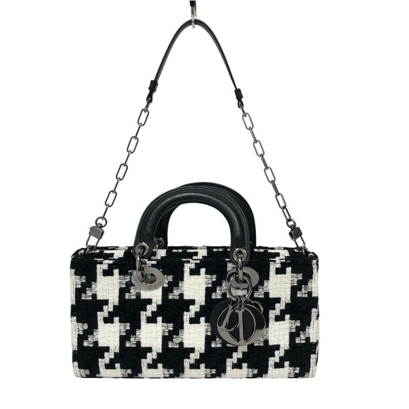 Christian Dior Lady D-Joy Medium Handbag in Black/White Tweed