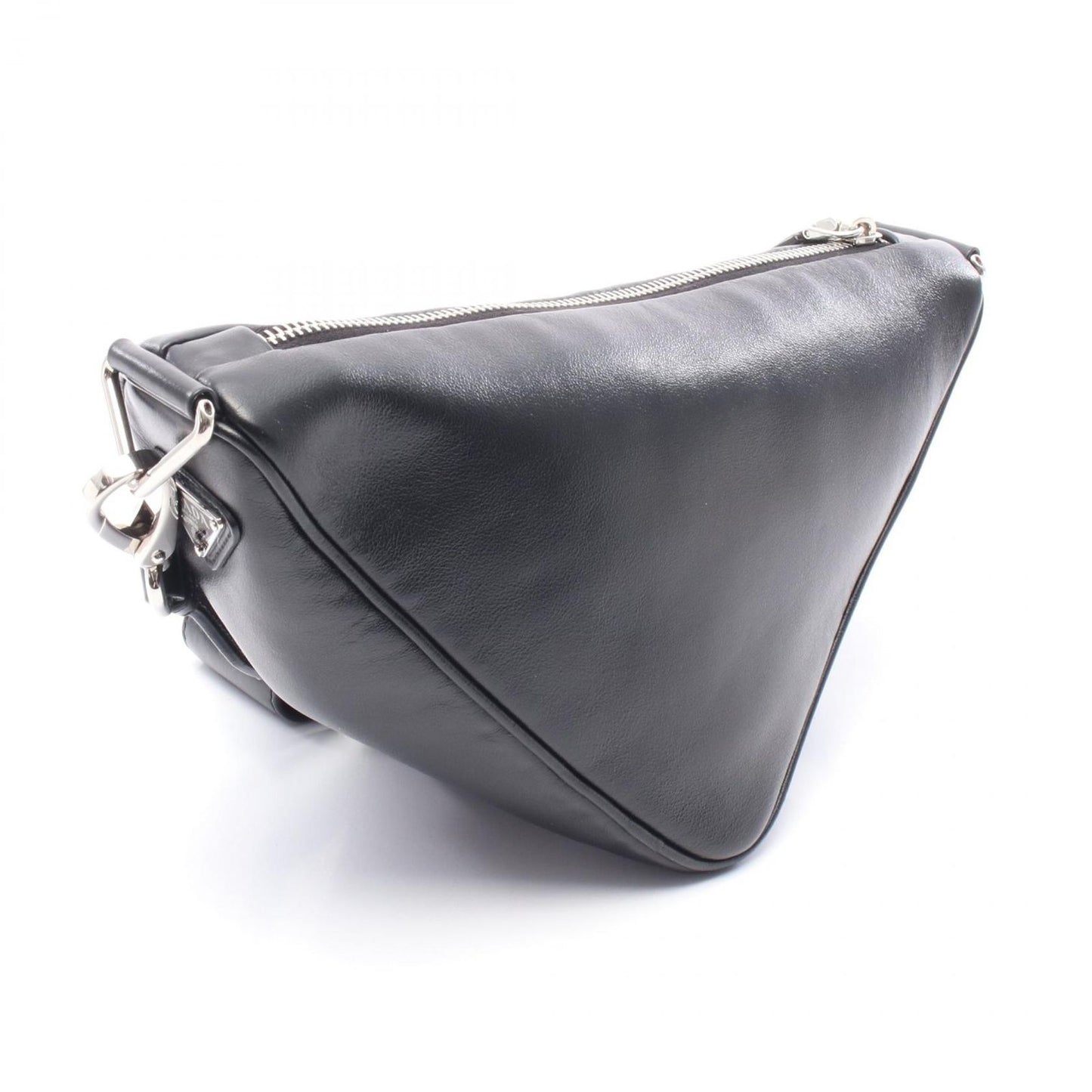 PRADA Grace Lux Triangle Shoulder Bag in Black Leather