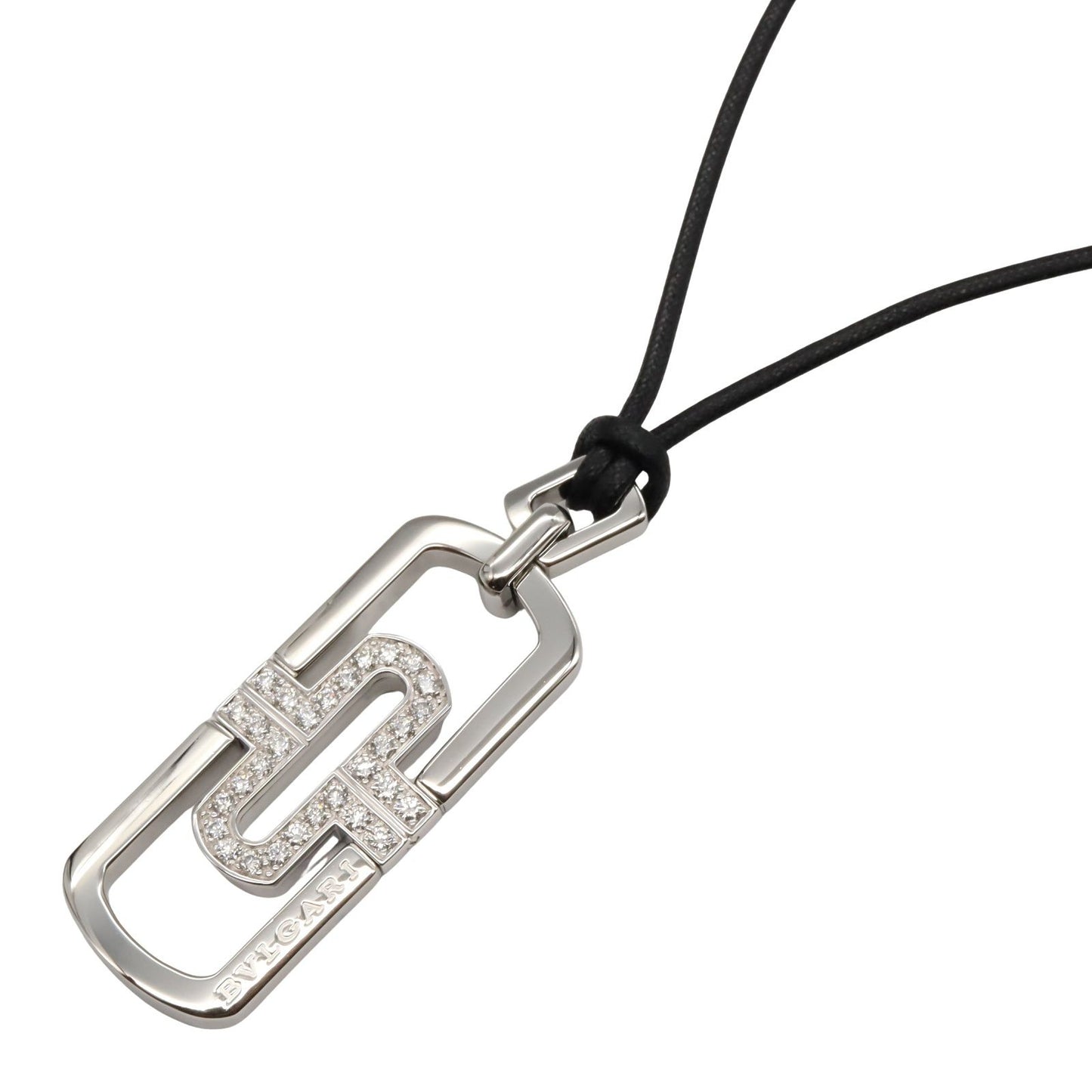 BVLGARI Parentesi Half Diamond Necklace in K18 White Gold