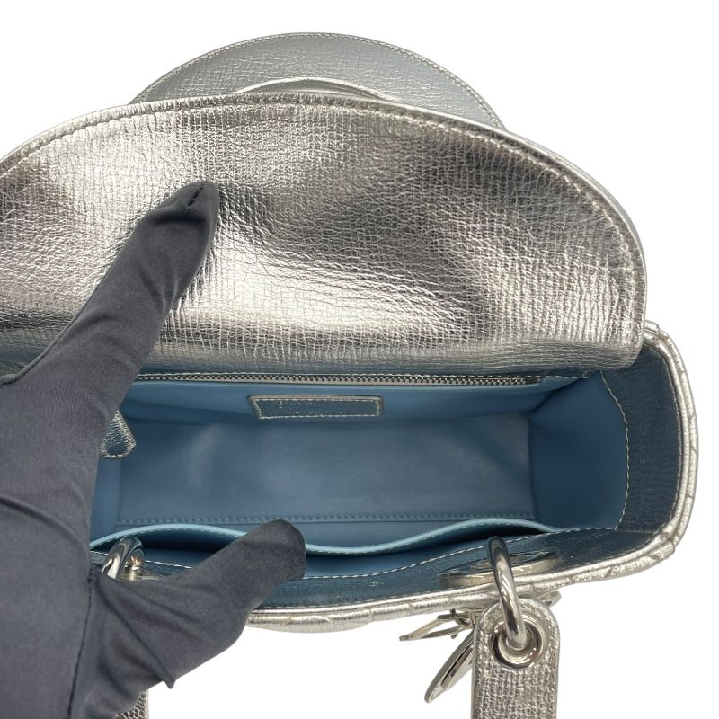 Christian Dior My Lady Dior Silver Leather Shoulder Bag