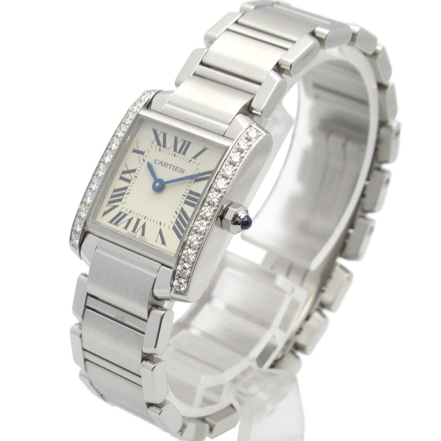 Cartier Tank Française SM Diamond Bezel Watch - Exquisite Silver Elegance