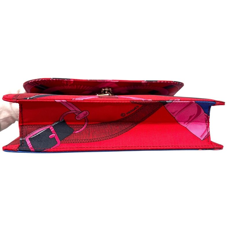 HERMES Chain Shoulder Bag in Silk with Silver Hardware - 2010 Edition