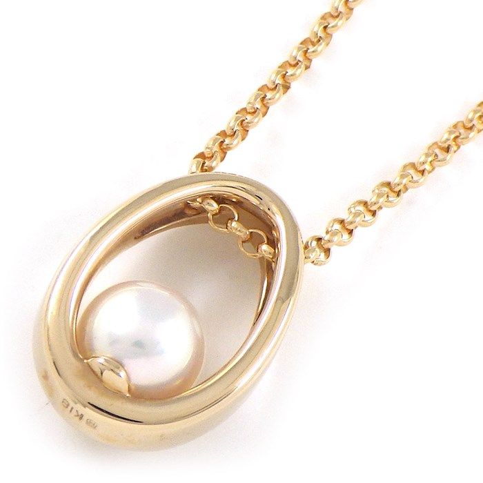 MIKIMOTO Oval Motif Pearl Necklace in K18 Pink Gold - Exquisite Craftsmanship