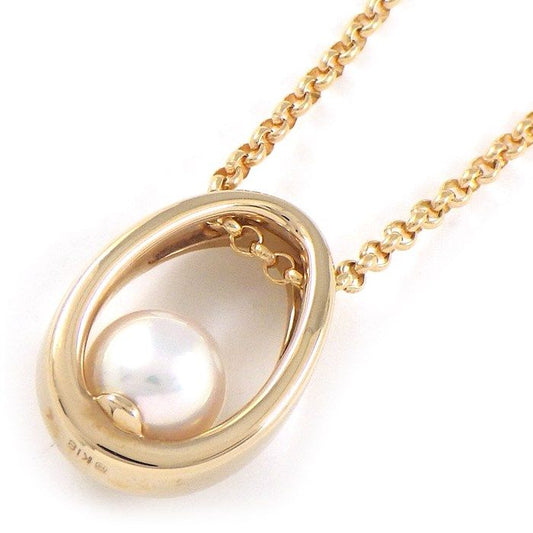 MIKIMOTO Oval Motif Pearl Necklace in K18 Pink Gold - Exquisite Craftsmanship