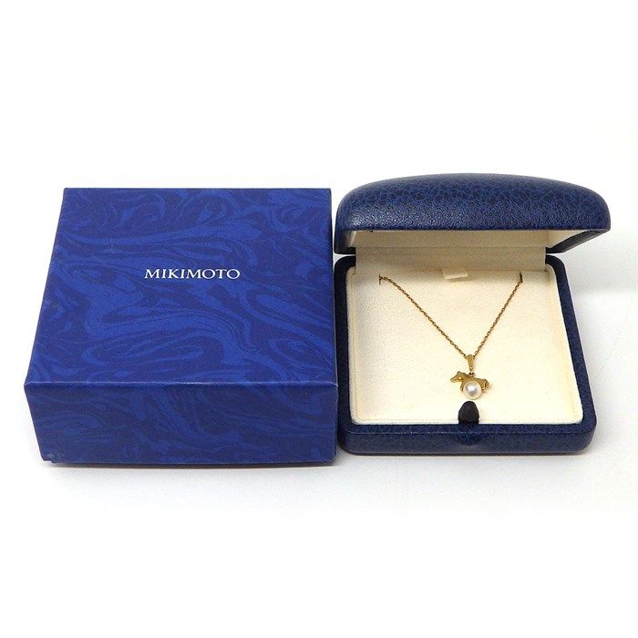 MIKIMOTO Horse Motif Necklace with 5mm Pearl in K18 Yellow Gold